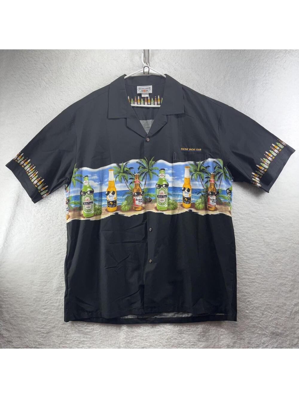 Pacific Legend AOP High Time Beach Wind Beer Hawaiian Camp Shirt Mens 2XL USA